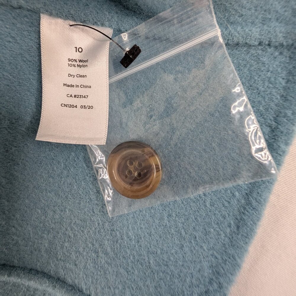 Talbots Double Face Blue Wool Front Button Shawl … - image 8